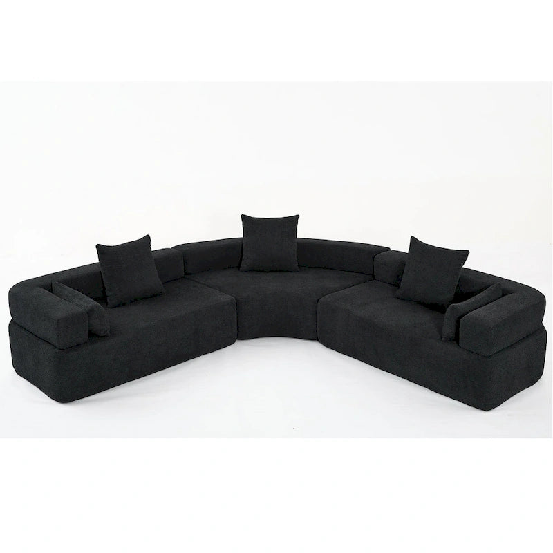 Divano componibile angolare a L in boucle oversize da 111 pollici, combinazione libera in 3 pezzi