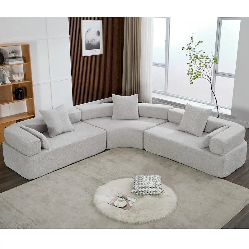 Divano componibile angolare a L in boucle oversize da 111 pollici, combinazione libera in 3 pezzi