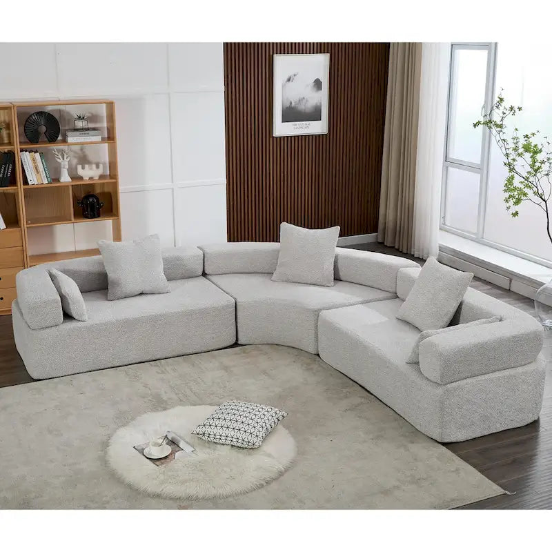 Divano componibile angolare a L in boucle oversize da 111 pollici, combinazione libera in 3 pezzi