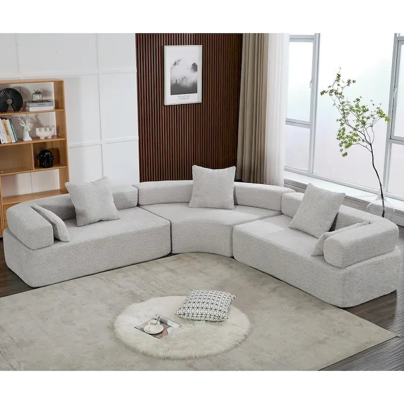 Divano componibile angolare a L in boucle oversize da 111 pollici, combinazione libera in 3 pezzi