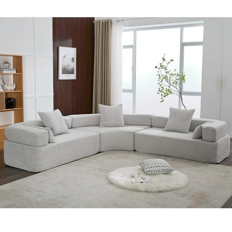 Divano componibile angolare a L in boucle oversize da 111 pollici, combinazione libera in 3 pezzi