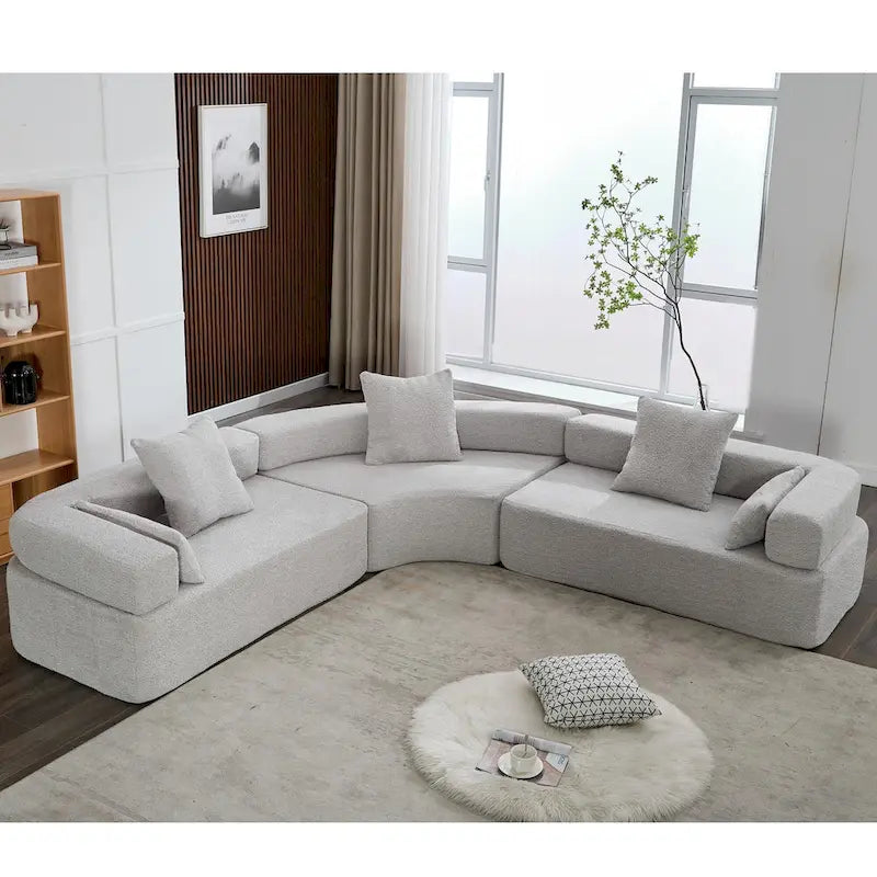 Divano componibile angolare a L in boucle oversize da 111 pollici, combinazione libera in 3 pezzi
