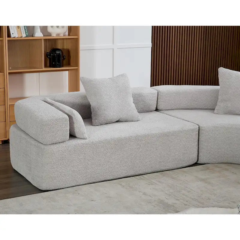 Divano componibile angolare a L in boucle oversize da 111 pollici, combinazione libera in 3 pezzi