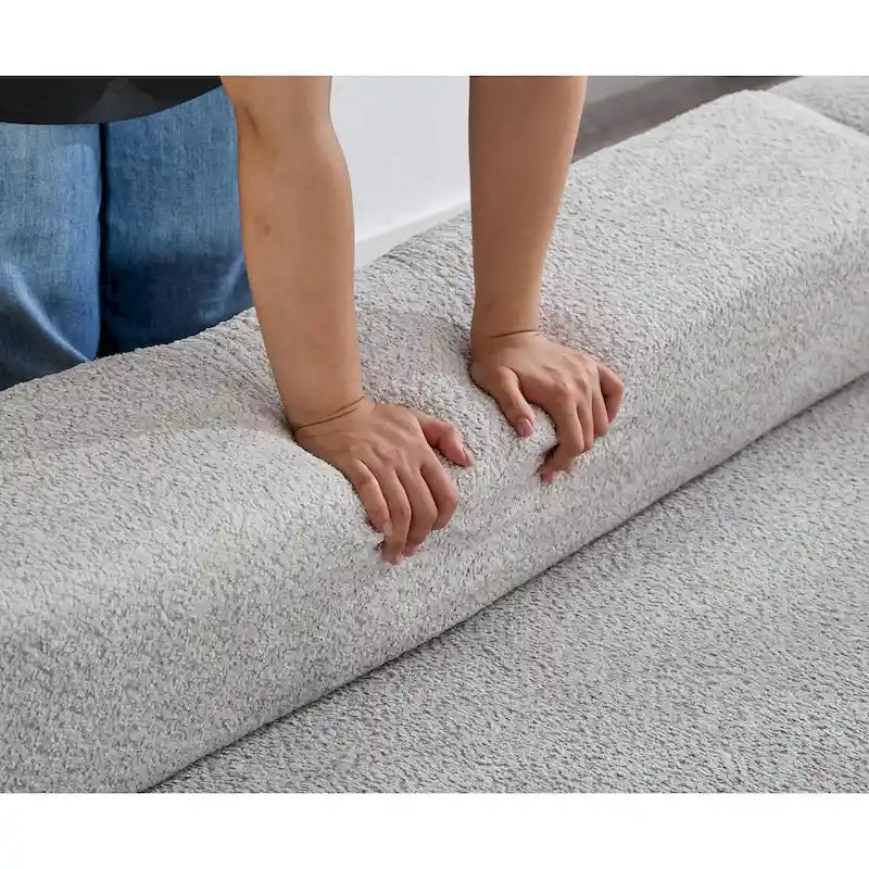 Divano componibile angolare a L in boucle oversize da 111 pollici, combinazione libera in 3 pezzi