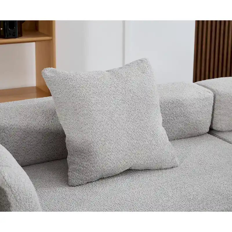 Divano componibile angolare a L in boucle oversize da 111 pollici, combinazione libera in 3 pezzi