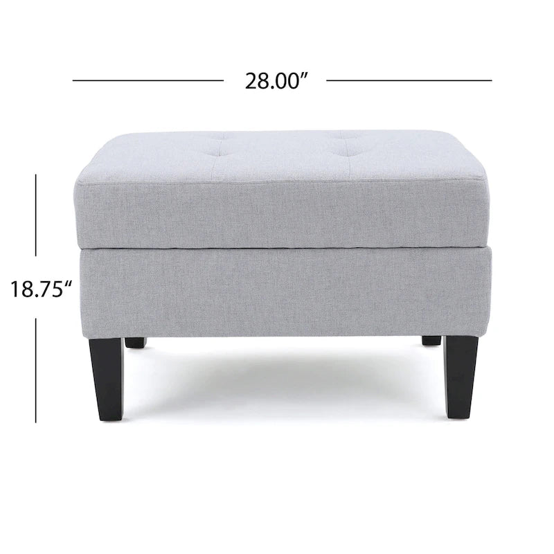 Pouf contenitore con gambe in betulla, trapuntato, con motivo a nido d'ape, in stile contemporaneo