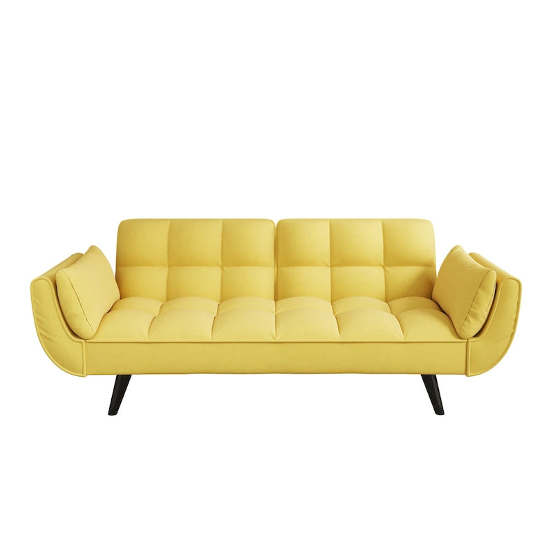 Divano Giallo con Braccioli e Cuscino Decorativo - Comodo Divano Letto per Piccoli Spazi, Ideale per Appartamenti