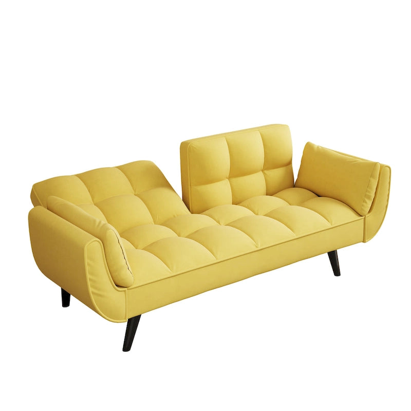 Divano Giallo con Braccioli e Cuscino Decorativo - Comodo Divano Letto per Piccoli Spazi, Ideale per Appartamenti