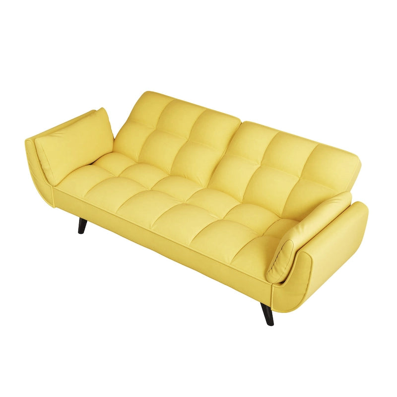 Divano Giallo con Braccioli e Cuscino Decorativo - Comodo Divano Letto per Piccoli Spazi, Ideale per Appartamenti