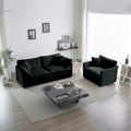 Set divano in ciniglia nero 2 pezzi con divano a due posti e divano singolo
