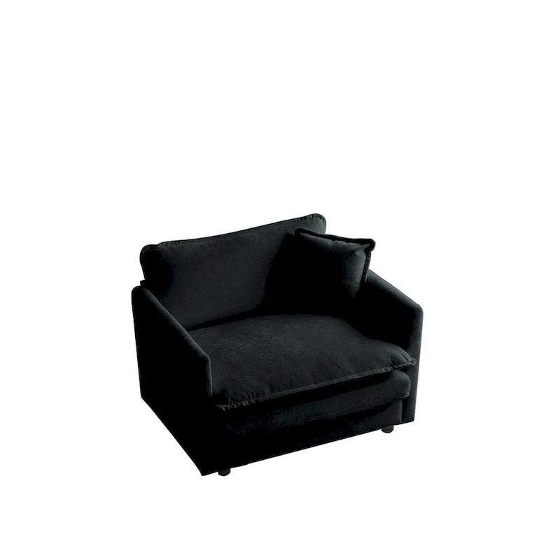 Set divano in ciniglia nero 2 pezzi con divano a due posti e divano singolo