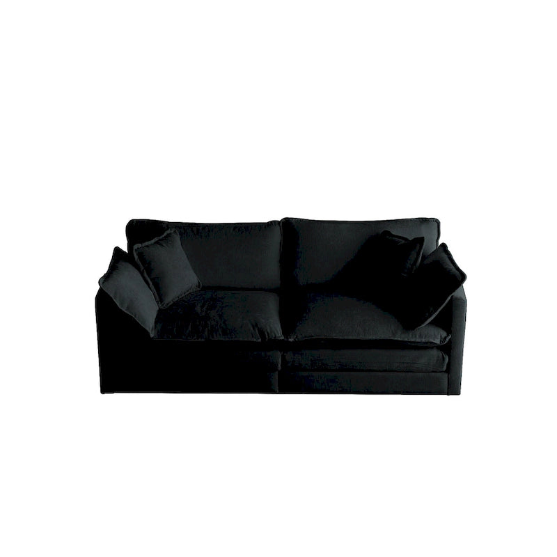 Set divano in ciniglia nero 2 pezzi con divano a due posti e divano singolo