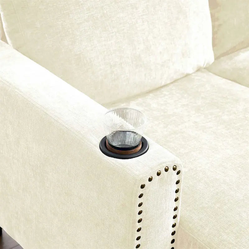 Divano componibile a 3 posti a L in ciniglia dal design moderno