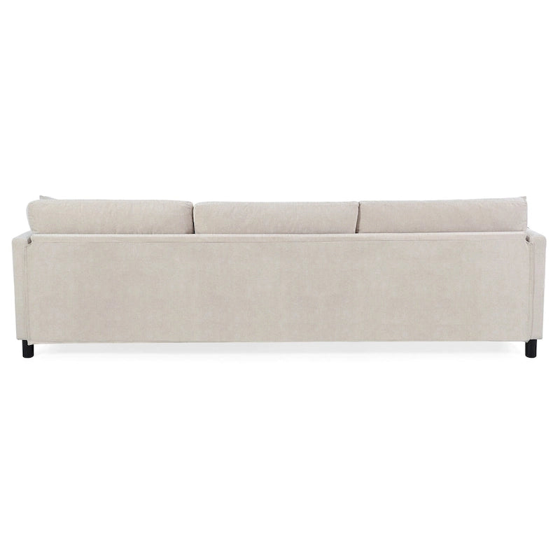 Divano Sezionale Spazioso a 4 Posti Beige 107.87 con Pouf Movibile, Cuscini Rimovibili e Pratico Vano Contenitore nel Bracciolo