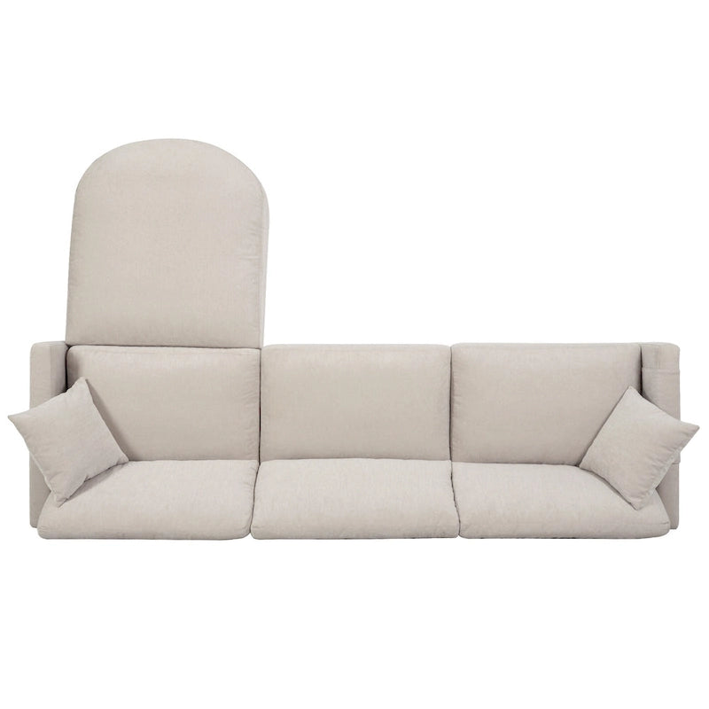Divano Sezionale Spazioso a 4 Posti Beige 107.87 con Pouf Movibile, Cuscini Rimovibili e Pratico Vano Contenitore nel Bracciolo