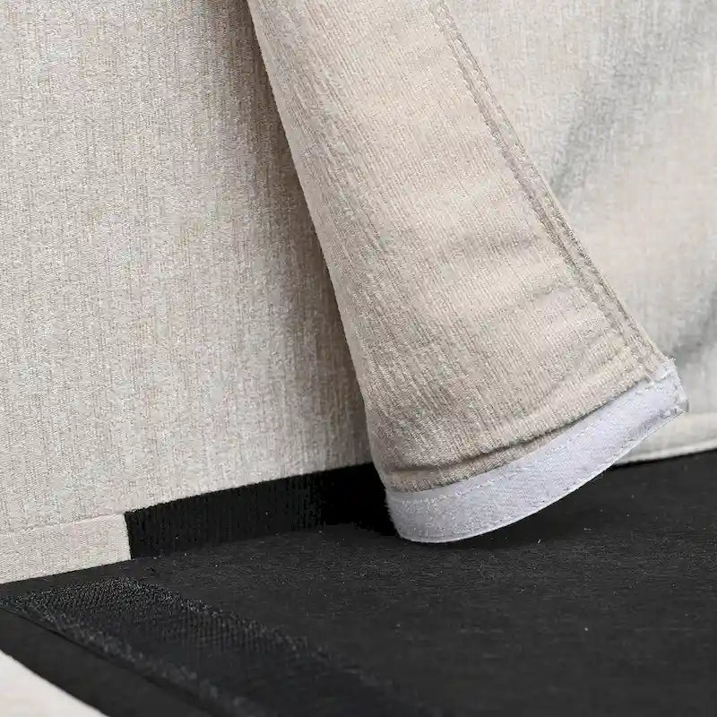 Divano Sezionale Spazioso a 4 Posti Beige 107.87 con Pouf Movibile, Cuscini Rimovibili e Pratico Vano Contenitore nel Bracciolo