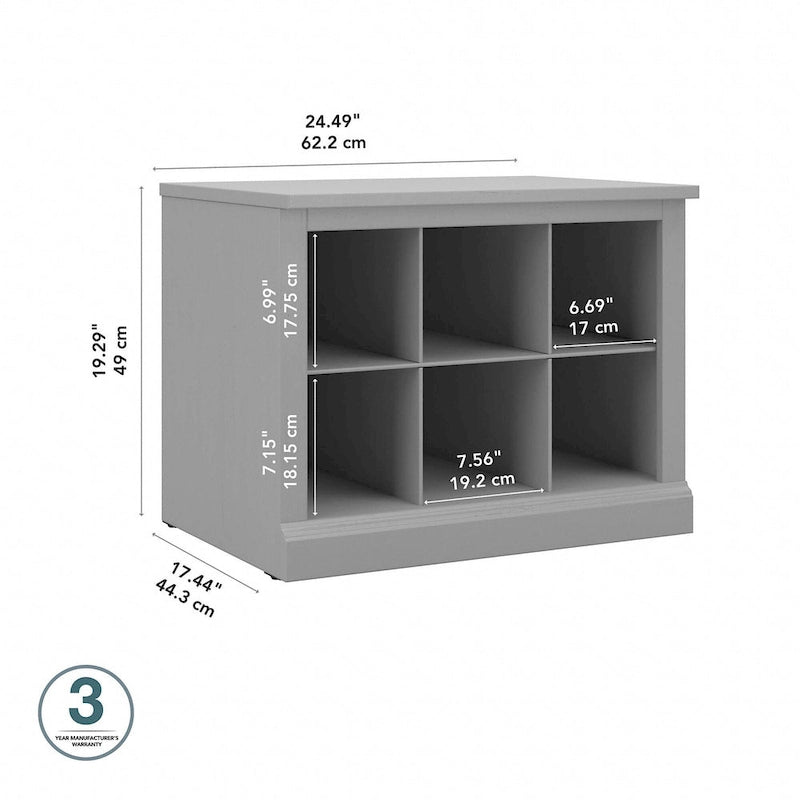 Panca portascarpe piccola da 24W Woodland con ripiani di Bush Furniture