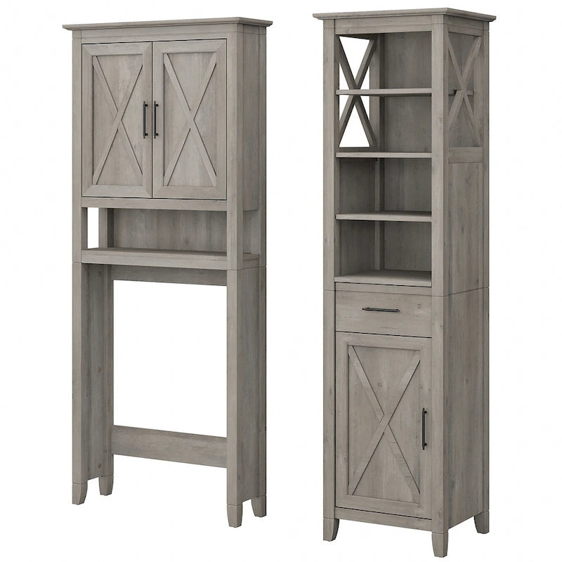 Armadietto alto in lino e salvaspazio Key West di Bush Furniture