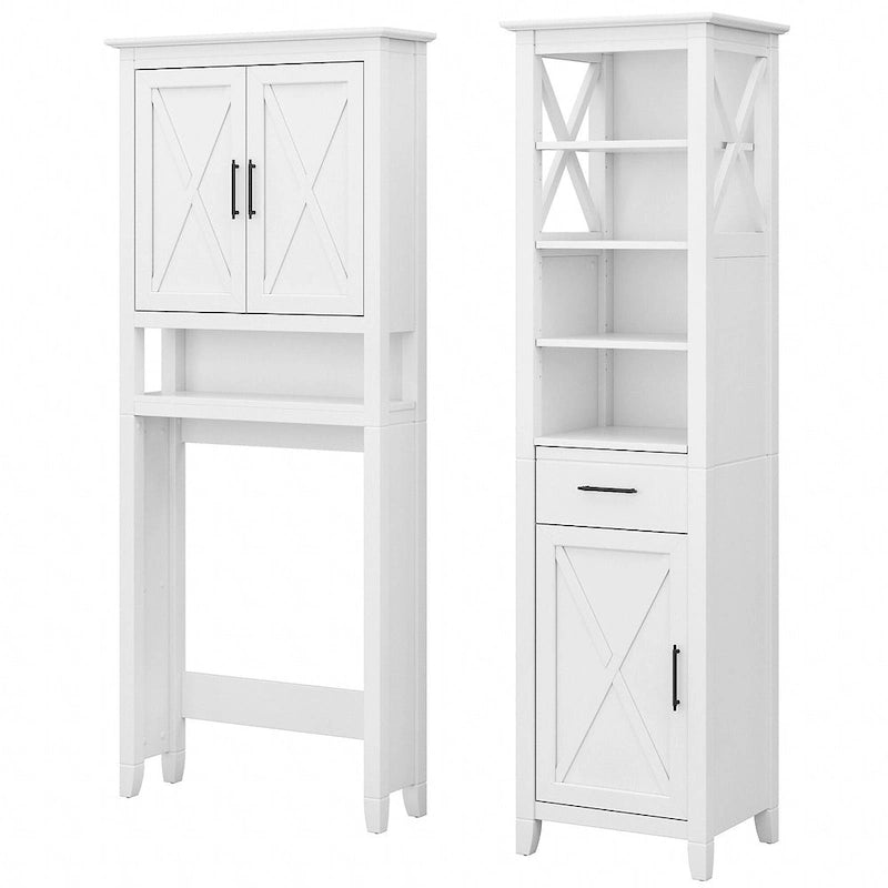 Armadietto alto in lino e salvaspazio Key West di Bush Furniture