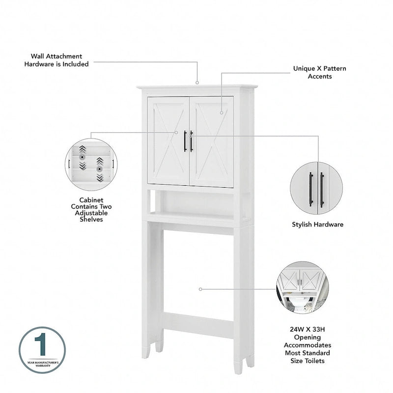 Armadietto alto in lino e salvaspazio Key West di Bush Furniture