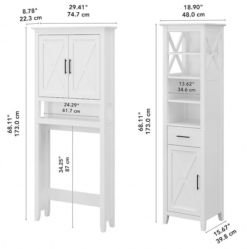 Armadietto alto in lino e salvaspazio Key West di Bush Furniture