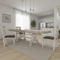 Ally Dining Table, Double Pedestal Base, Bone White Wood, 94-136 Inch