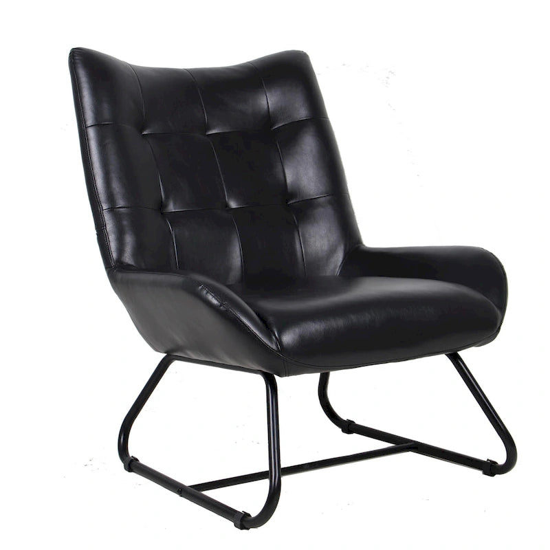 Set of 2 Leatherette Wingback Accent Chairs with Metal Legs - 35.5H