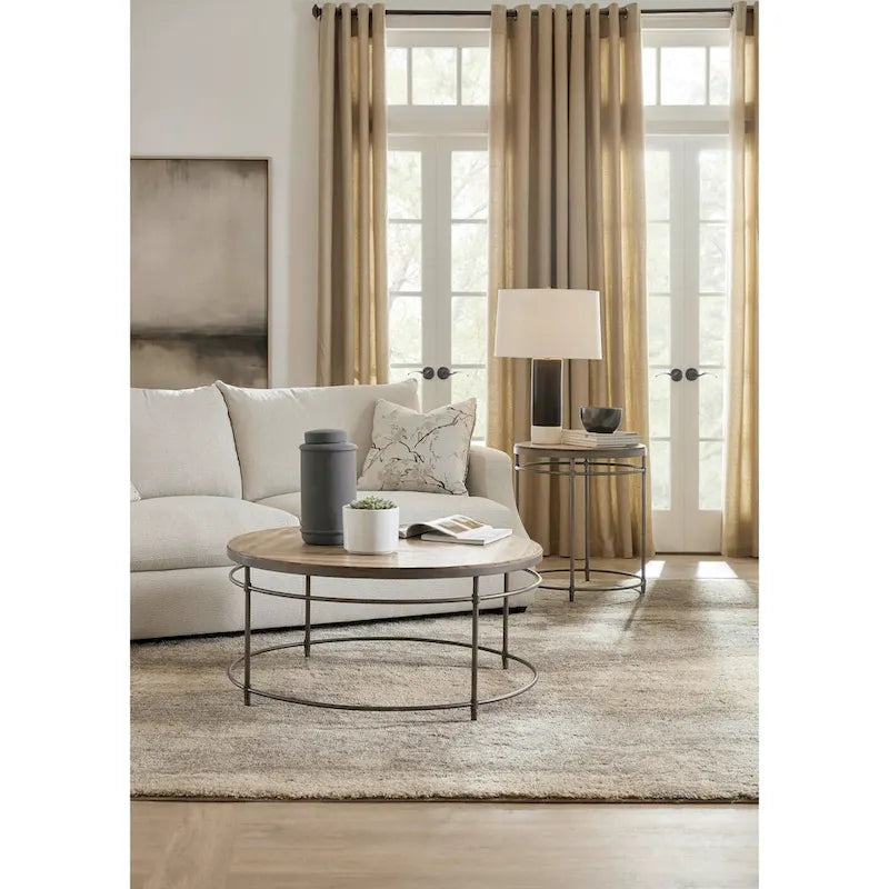 Tavolino da salotto Hooker Furniture con ripiano in legno di acacia, diametro 22, metallo