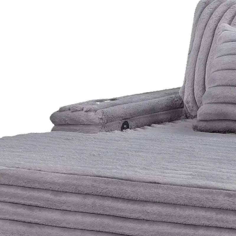 Divano Chaise Longue Oversize in Velluto a Coste Symphony 67W con Portabicchieri e Porta di Ricarica USB