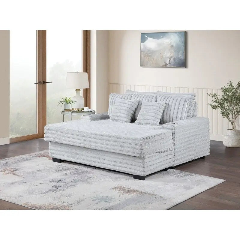 Divano Chaise Longue Oversize in Velluto a Coste Symphony 67W con Portabicchieri e Porta di Ricarica USB