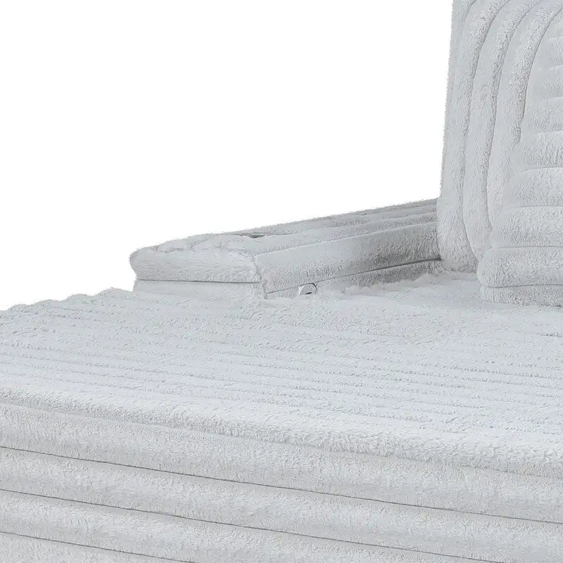 Divano Chaise Longue Oversize in Velluto a Coste Symphony 67W con Portabicchieri e Porta di Ricarica USB