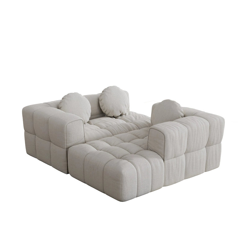 Divano componibile a L 103 Chenille con reclinabile a sinistra, 3 cuscini e design modulare