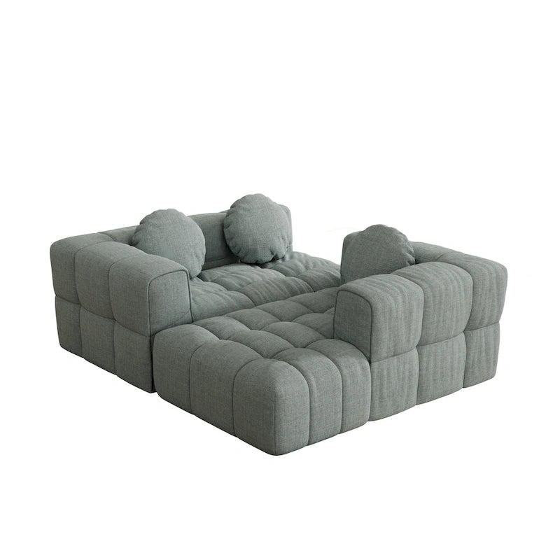 Divano componibile a L 103 Chenille con reclinabile a sinistra, 3 cuscini e design modulare