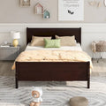 Espresso/Oak Queen Wood Platform Bed with Headboard
