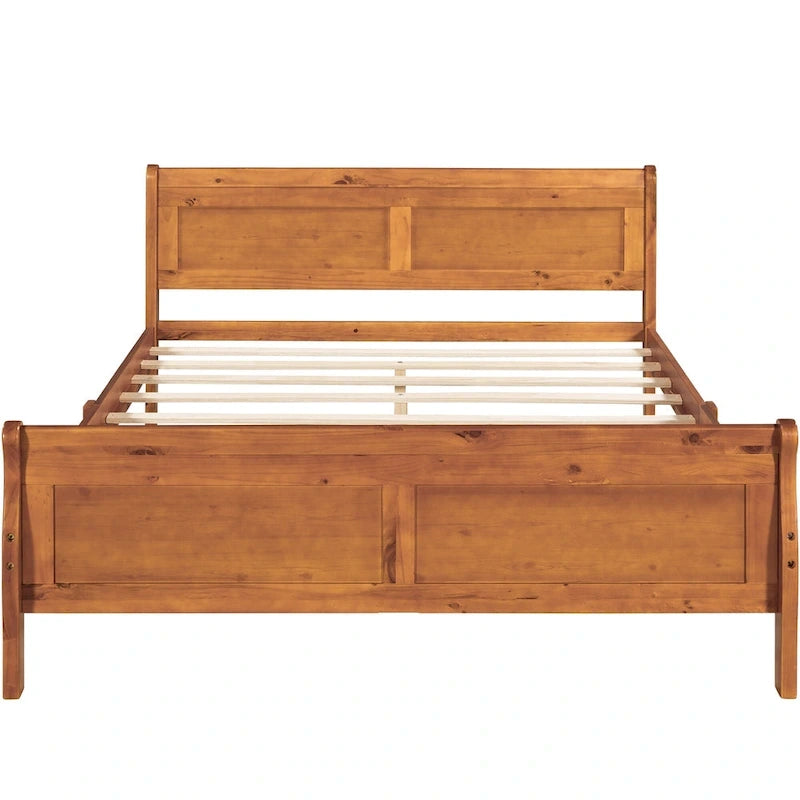 Espresso/Oak Queen Wood Platform Bed with Headboard