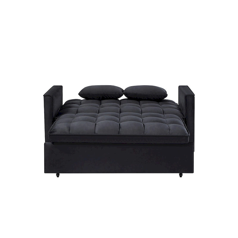 Moderno Divano Letto Futon Convertibile, Schienale Regolabile, Braccioli Portaoggetti