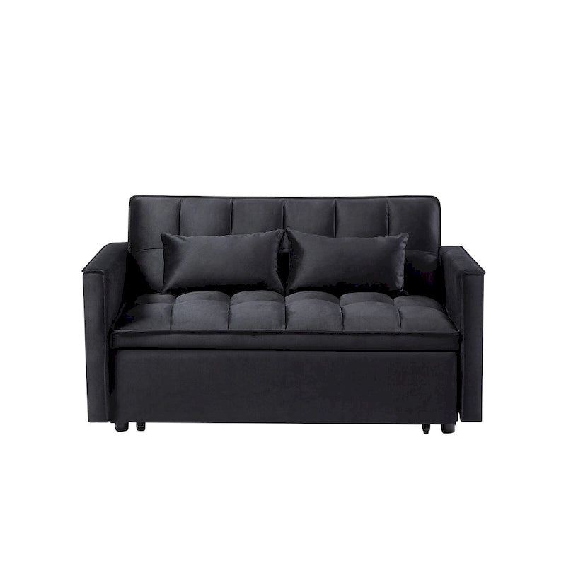 Moderno Divano Letto Futon Convertibile, Schienale Regolabile, Braccioli Portaoggetti