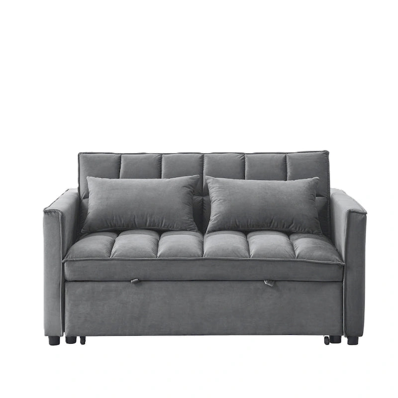 Moderno Divano Letto Futon Convertibile, Schienale Regolabile, Braccioli Portaoggetti