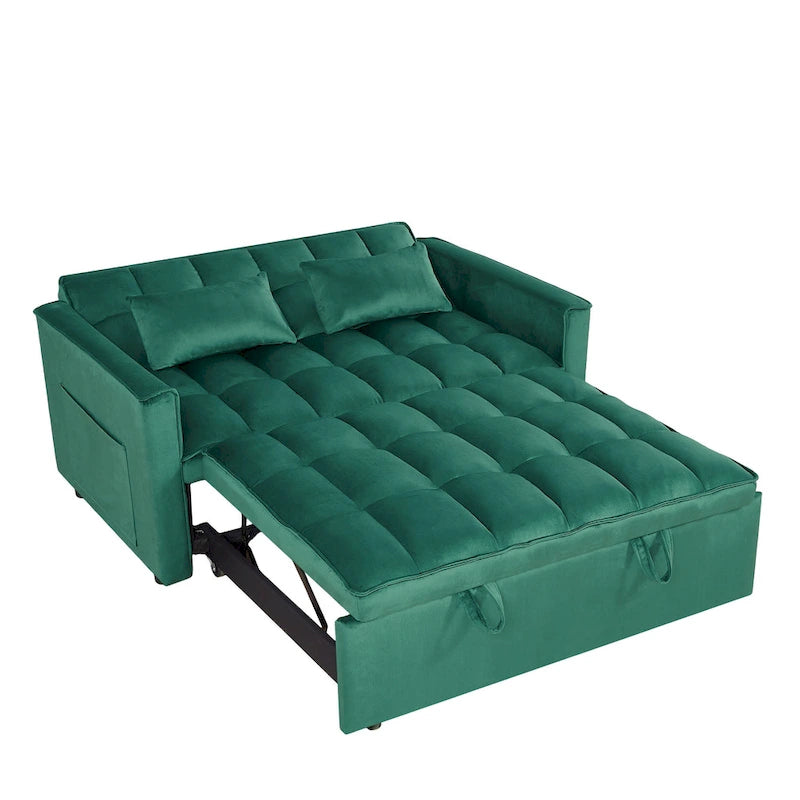 Moderno Divano Letto Futon Convertibile, Schienale Regolabile, Braccioli Portaoggetti