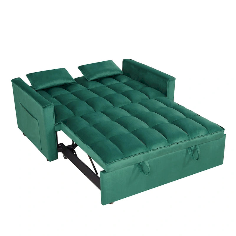 Moderno Divano Letto Futon Convertibile, Schienale Regolabile, Braccioli Portaoggetti