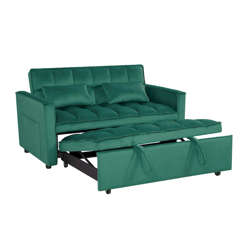 Moderno Divano Letto Futon Convertibile, Schienale Regolabile, Braccioli Portaoggetti