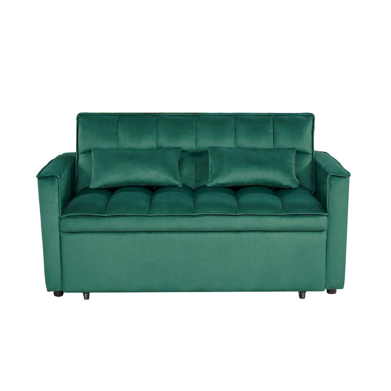 Moderno Divano Letto Futon Convertibile, Schienale Regolabile, Braccioli Portaoggetti