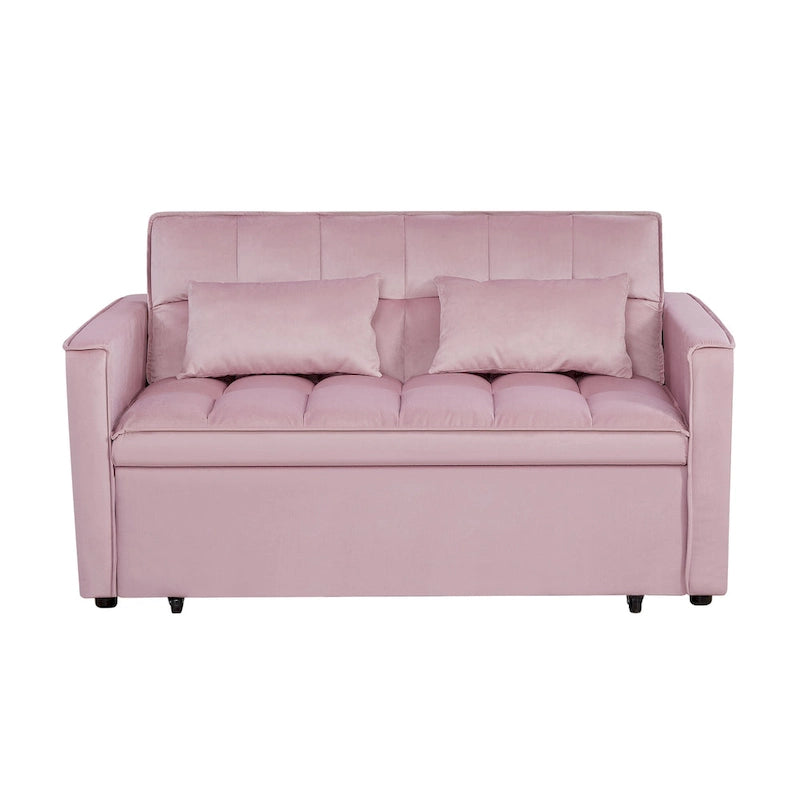 Moderno Divano Letto Futon Convertibile, Schienale Regolabile, Braccioli Portaoggetti