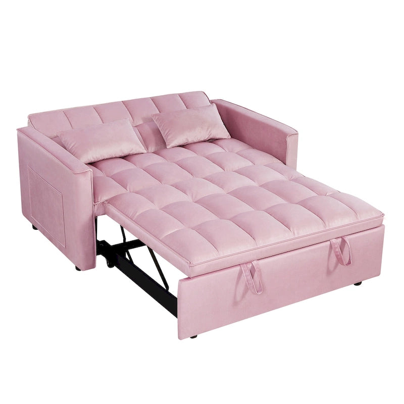 Moderno Divano Letto Futon Convertibile, Schienale Regolabile, Braccioli Portaoggetti