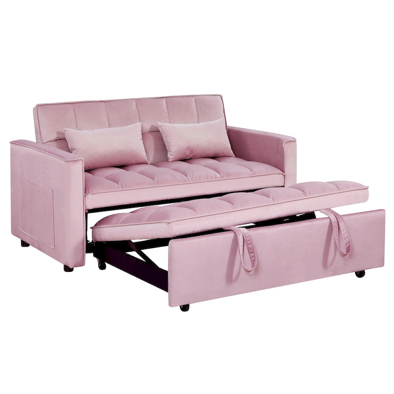 Moderno Divano Letto Futon Convertibile, Schienale Regolabile, Braccioli Portaoggetti