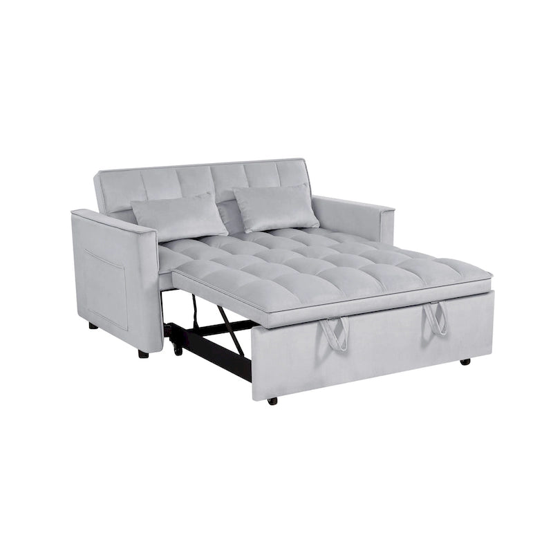 Moderno Divano Letto Futon Convertibile, Schienale Regolabile, Braccioli Portaoggetti