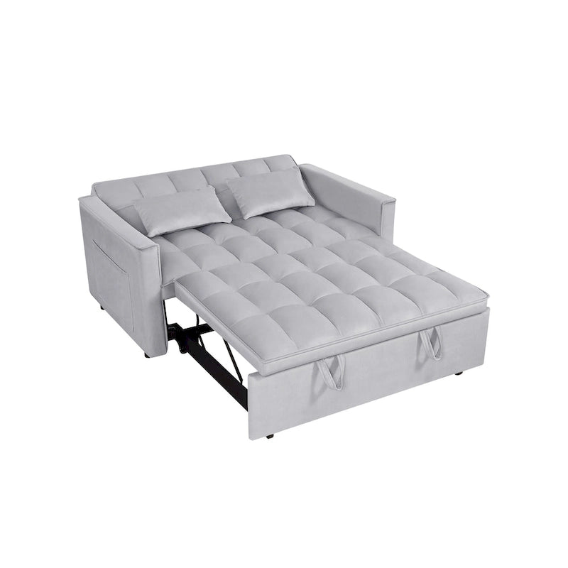 Moderno Divano Letto Futon Convertibile, Schienale Regolabile, Braccioli Portaoggetti