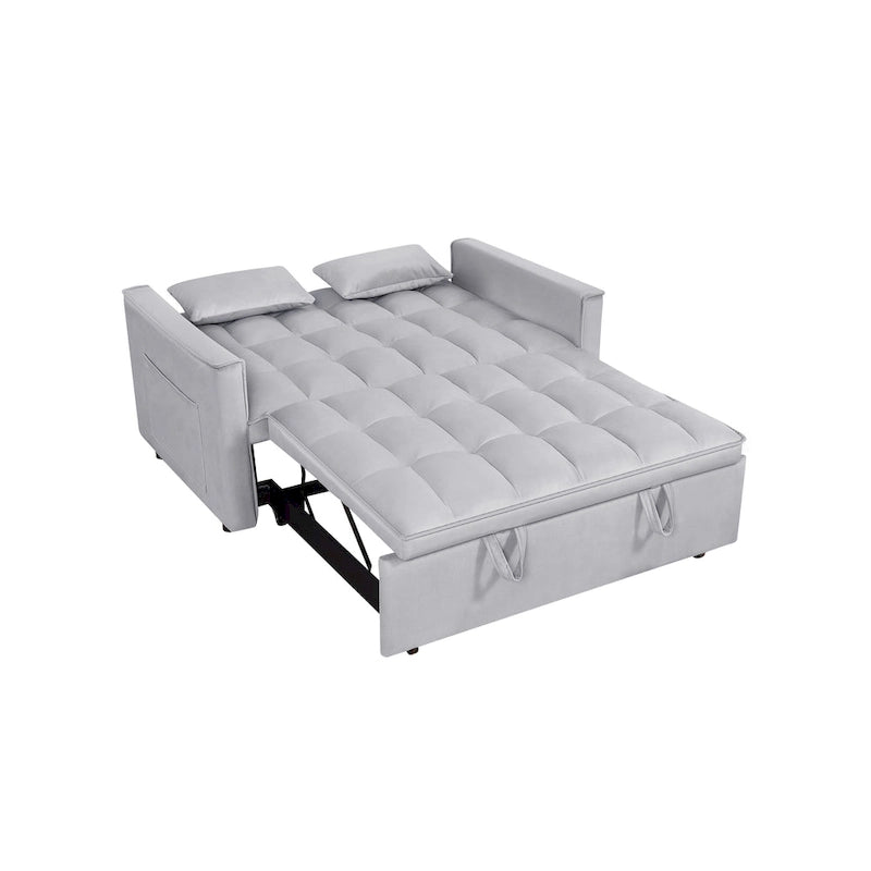 Moderno Divano Letto Futon Convertibile, Schienale Regolabile, Braccioli Portaoggetti