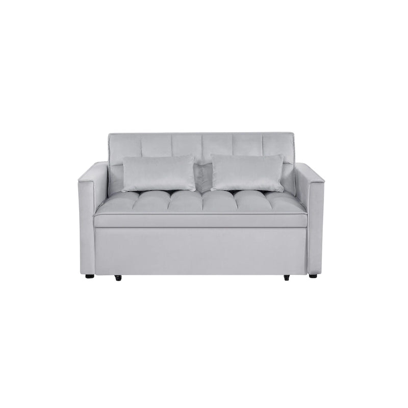Moderno Divano Letto Futon Convertibile, Schienale Regolabile, Braccioli Portaoggetti