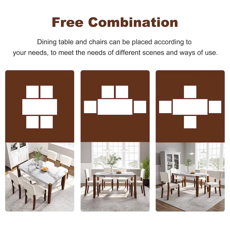 Set da pranzo di 5 pezzi, set da pranzo da cucina per 4 persone con tavolo effetto marmo e 4 sedie imbottite